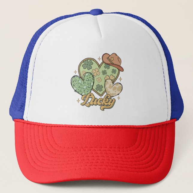 Boné Lucky Western Heart Shamrock irlandês (Frente)