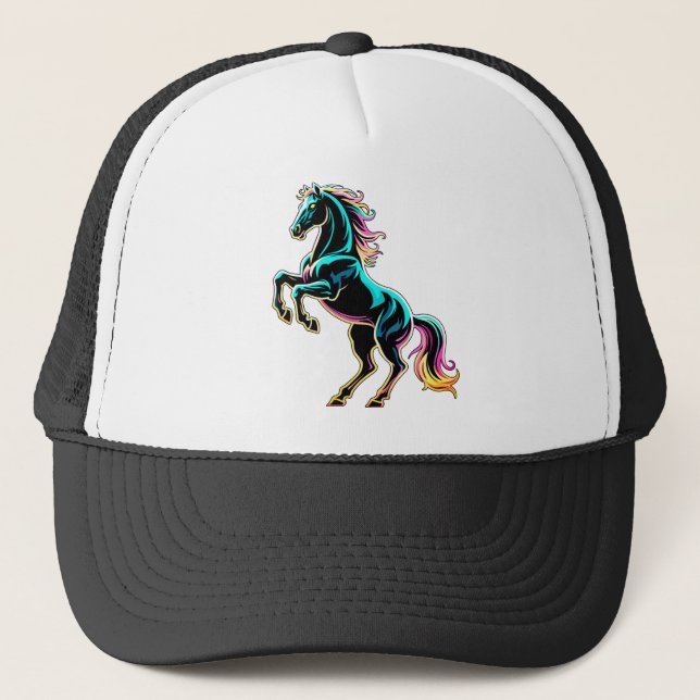 Boné Luz Neon de Cavalo Glitch Estilo Retro (Frente)