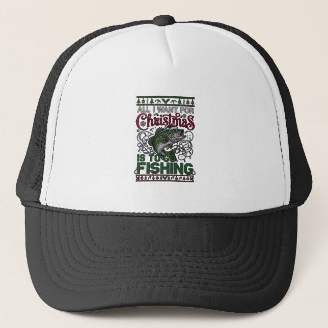 Boné Luzes de Chapéu de Papai Noel de Peixe de Natal Vá (Frente)