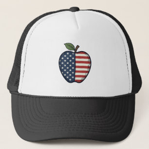 Boné Maçã Patriótica Desenho Vetorial de Gravura Vintag