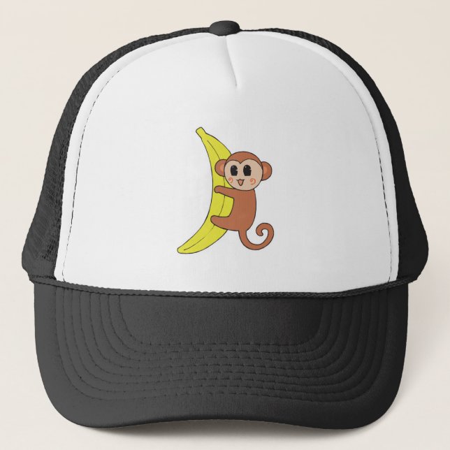 Boné macaco bebê bonitinho na banana (Frente)