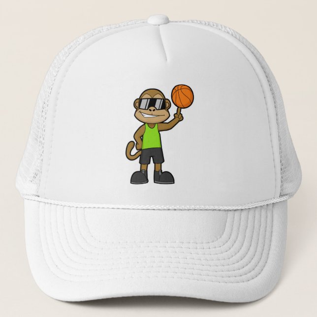 Boné Macaco como jogador de basquete com bola de basque (Frente)