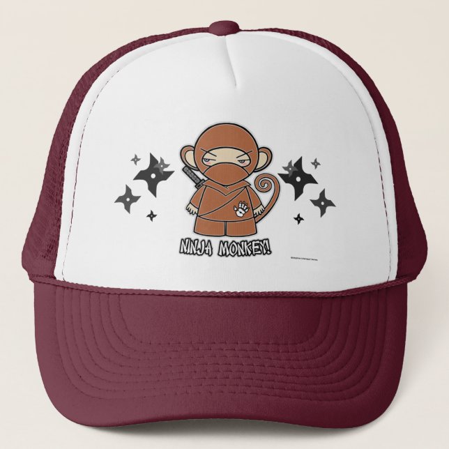 Boné Macaco de Ninja! Com chapéu de Shurikens (Frente)
