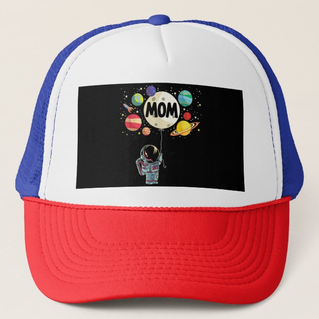 Boné Mãe do Menino do Aniversário Astronauta Espacial 1 (Frente)
