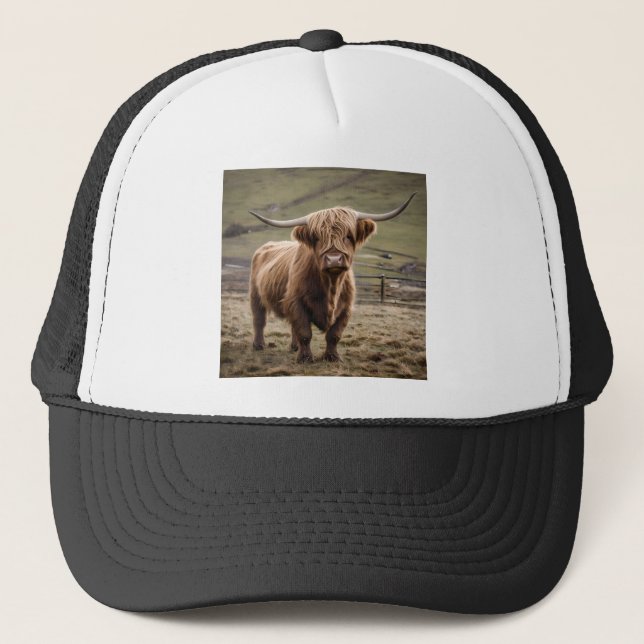Boné **"Majestade Furry: A Vaca do Planalto Wooly Brown (Frente)