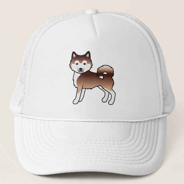 Boné Malamute do Alasca Vermelho Cachorro de Desenho An (Frente)