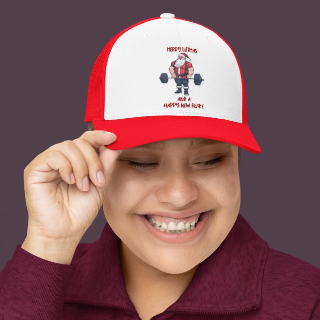 Boné Malhação engraçada Papais noeis de Natal de Natal  (Merry Liftmas! That's what swole santa says when lifting weights)