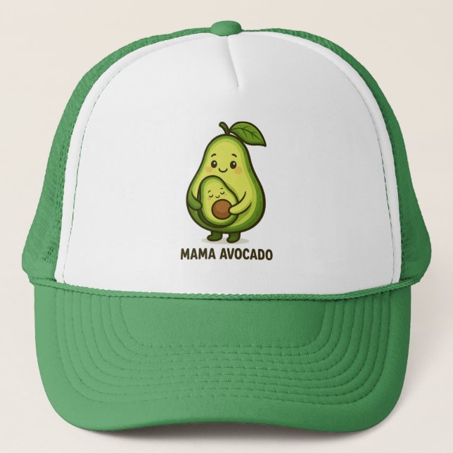 Boné Mama Avocado com Bebê - Design de Cartoon Bonito (Frente)
