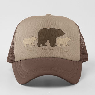 Boné Mama Urso Personalizada Com 2 Nomes de Filhos Pres