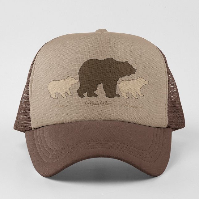 Boné Mama Urso Personalizada Com 2 Nomes de Filhos Pres (Criador carregado)