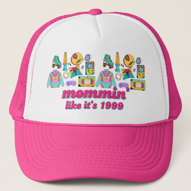 Boné Mamãe, é 1999 - Engraçado Mãozinho da Mãe do Y2K (Frente)