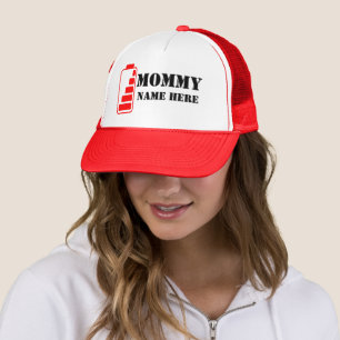BONÉ MAMÃE ENGRAÇADA BATERIA VERMELHA PRESENTE PARA MÃE