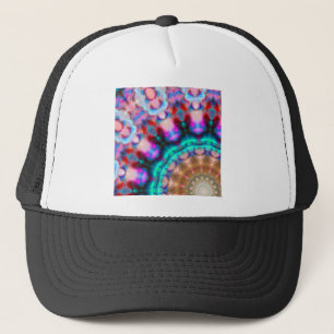 Boné Mandala-coloração-rosa-vermelha-azul-caleidoscópio