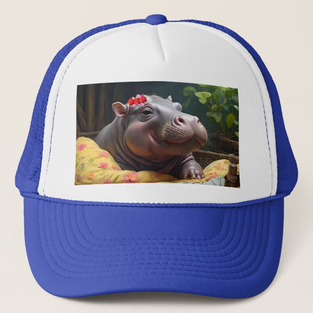 Boné "Manhã: Bebês Acordares de Hippo na Cesta, (Frente)