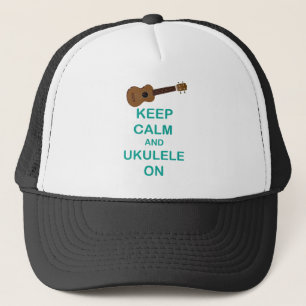 Boné Mantenha a Calma e o Ukulele On impressão única e