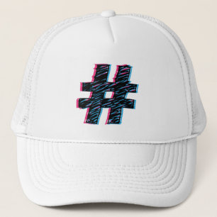 Boné Mão legal símbolo tirado de Hashtag do efeito 3D