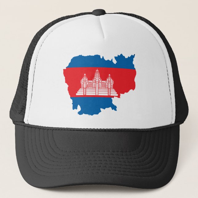 Boné Mapa da bandeira de Cambodia sem redução (Frente)