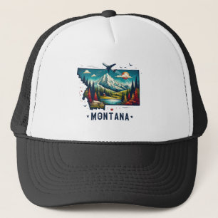 Boné Mapa do Estado de Montana da Retro Vintage