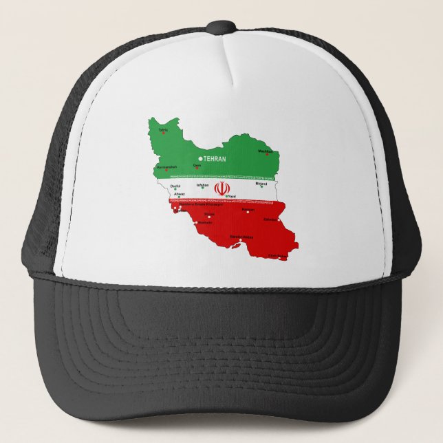 Boné Mapa do Irã com Bandeira e Emblema (Frente)