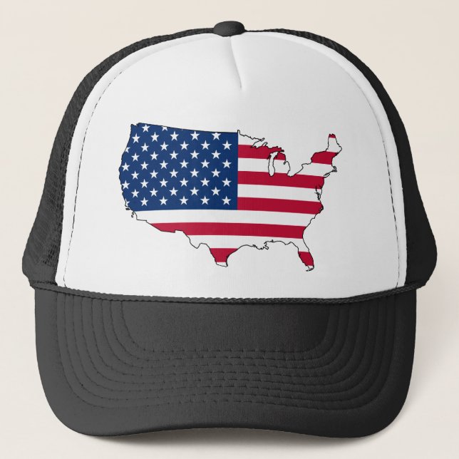 Boné Mapa dos EUA, bandeira dos Estados Unidos (Frente)