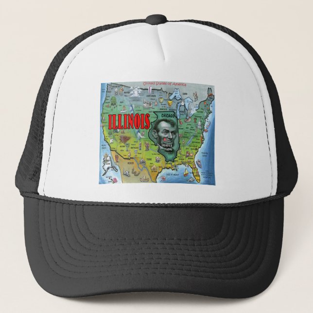 Boné Mapa dos EUA de Illinois (Frente)
