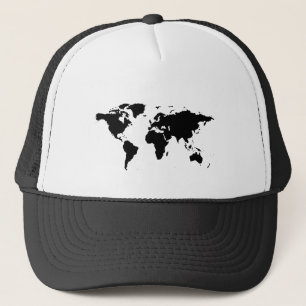 Boné mapa gráfico preto do mundo