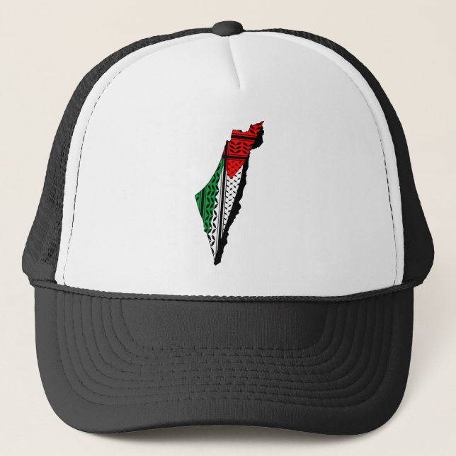 Boné Mapa Palestino que Bandeira e Padrão Keffiyeg (Frente)