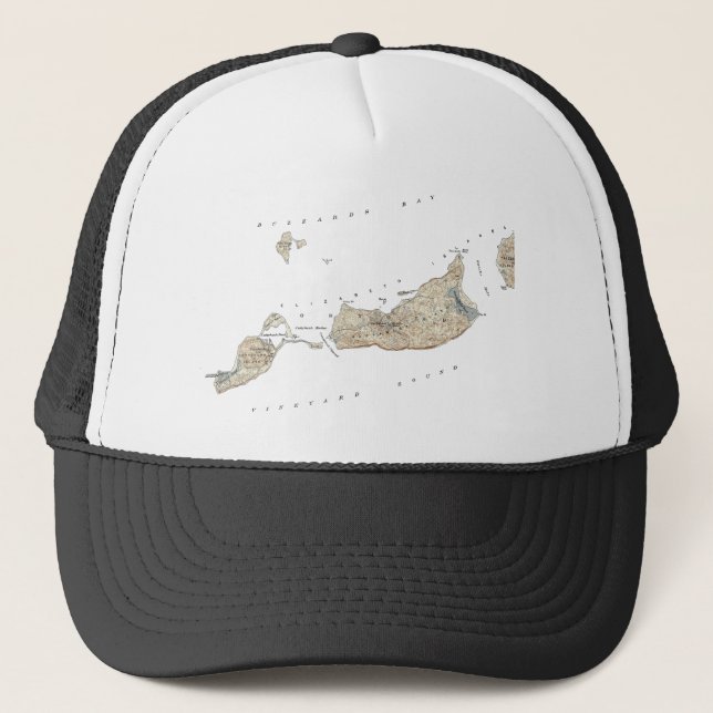 Boné mapa topográfico da ilha de Cuttyhunk dos anos 40 (Frente)