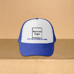 Boné Marca de negócios azul no carrinho<br><div class="desc">Marca de negócios azul com chapéu de caminhoneiro personalizável. Personalize-o digitando o nome da sua empresa e carregando o logotipo da sua empresa. Você pode incluí-lo em seus produtos de promocional, oferecer itens ou presentes aos seus clientes ou clientes, uma estratégia de marketing para anunciar sua empresa ou promover sua...</div>