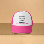 Boné Marca empresarial rosa no chapéu do caminhoneiro<br><div class="desc">Marca de negócios rosa com chapéu de caminhoneiro personalizável. Personalize-o digitando o nome da sua empresa e carregando o logotipo da sua empresa. Você pode incluí-lo em seus produtos de promocional, oferecer itens ou presentes aos seus clientes ou clientes, uma estratégia de marketing para anunciar sua empresa ou promover sua...</div>