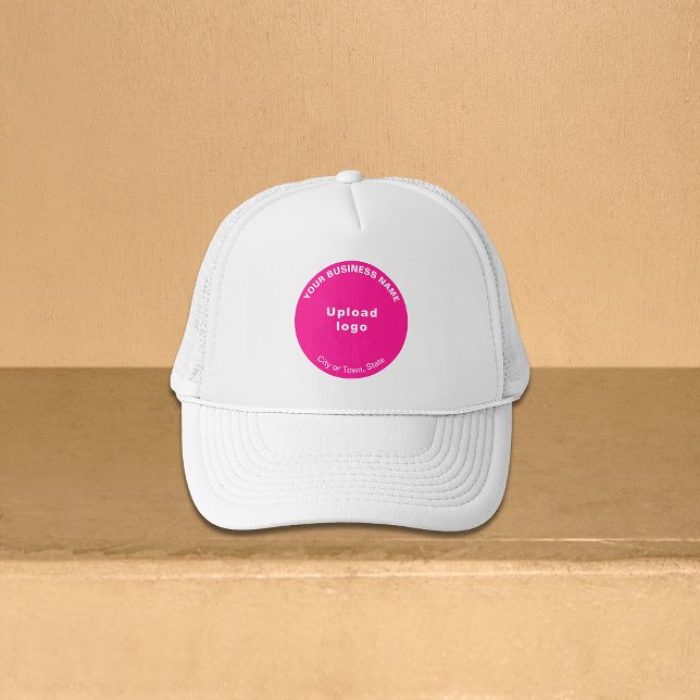 Boné Marca empresarial rosa-redonda no carrinho (Pink round business brand on trucker hat)