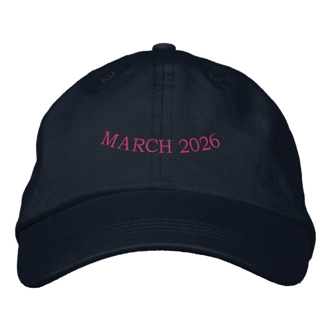 Boné Março de 2026 texto Gorro Ajustável Navy Ajuste pe (Frente)