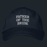 Boné Marinho Azul Pai da Noiva Chapéu Ajustável<br><div class="desc">Bom pai do Chapéu da festa de casamento. Escolha sua cor de chapéu e altere as cores da fonte usando o botão personalizá-la.</div>
