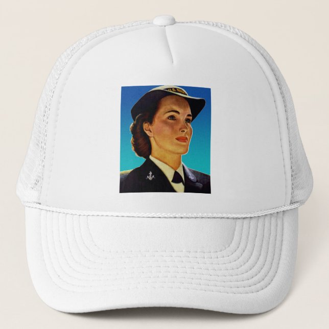 Boné Marinho militar retro das ondas das mulheres do (Frente)