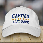 Boné Marinho Náutico Azul Capitão Seu Nome De Barco Bra<br><div class="desc">Capitão náutico Nome do seu barco Boné personalizado Branco e Marinho Azul</div>