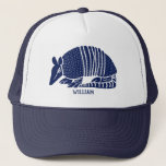 Boné Marinho personalizado Blue Armadillo<br><div class="desc">Crie um presente personalizado ou o seu próprio boné de beisebol de souvenir com este chapéu com ilustração de um tatu em azul marinho e o seu próprio texto abaixo. Perfeito para fãs de tatus e outros animais selvagens.</div>