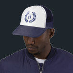 Boné Marinho simples - Verruga e Monograma Azul<br><div class="desc">Coroa azul-marinho elegante com monograma personalizável.</div>