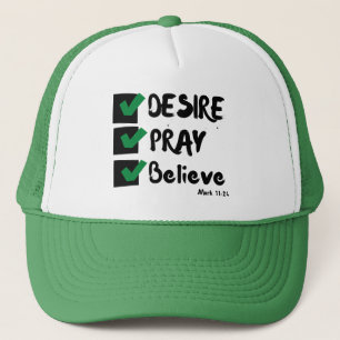Boné Mark 11:24 Espiritual Inspirado na Fé Versa na Bíb