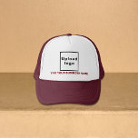 Boné Maroon Business Marca no Trucker Hat<br><div class="desc">Marca de negócios Maroon com chapéu de caminhoneiro personalizável. Personalize-o digitando o nome da sua empresa e carregando o logotipo da sua empresa. Você pode incluí-lo em seus produtos de promocional, oferecer itens ou presentes aos seus clientes ou clientes, uma estratégia de marketing para anunciar sua empresa ou promover sua...</div>