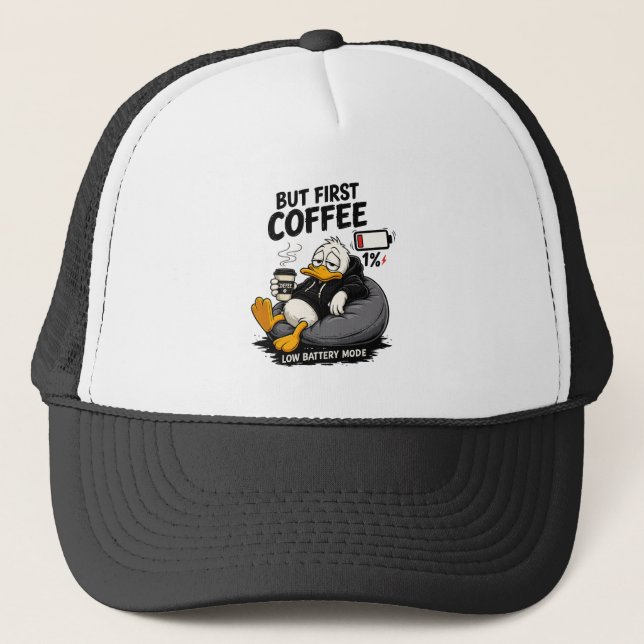 Boné MAS PRIMEIRO CAFÉ Chapéu de Caminhoneiro Humor Caf (Frente)