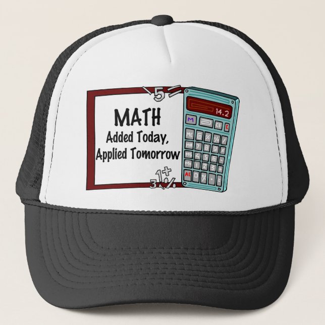 Boné Matemática: Adicionado hoje, aplicado amanhã (Frente)