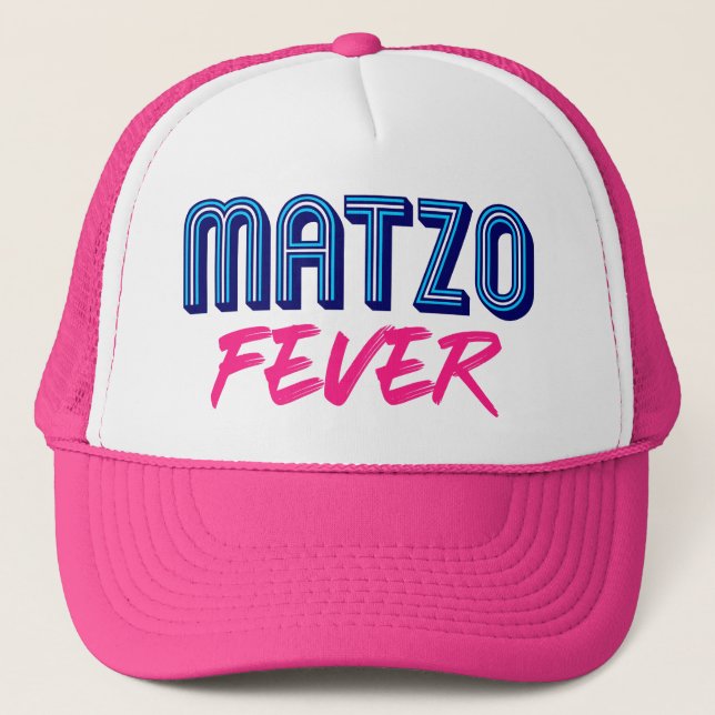 Boné Matzo Fever Blue Pink 70s Jewish Retro Slogan (Frente)