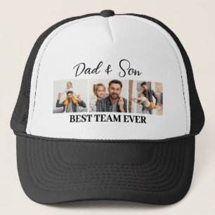 Boné Melhor Equipe de pai e Filho 3 Fotos Personalizada