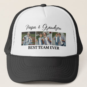 Boné Melhor Equipe de Papa e Avô 3 Fotos Personalizadas