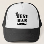 Boné Melhor homem elegante<br><div class="desc">O melhor chapéu do camionista do homem com motivo do chapéu alto e do moustache e rotulação do estêncil. O excelente para noites e recepções de casamento quando as formalidades são excedentes e ele do veado é hora de party. (veja t-shirt, botões e chapéus de harmonização para o noivo e...</div>