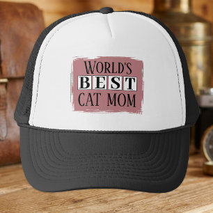Boné Melhor mãe de gato rosa poeirento preto