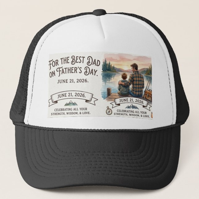 Boné "Melhor Pai" Personalizado de Pesca Dia dos Pais (Frente)
