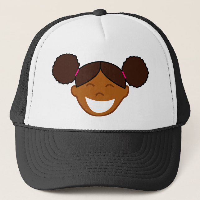 Boné Menina de Afro Puffs Rosto (Frente)