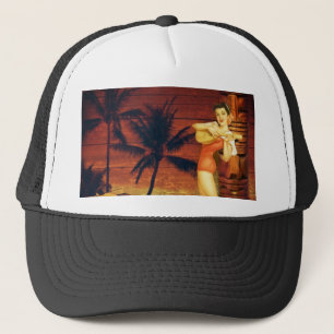 Boné menina havaiana tropical do pólo de totem da