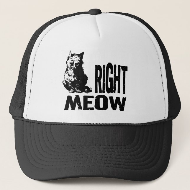 Boné MEOW direito! Gatinho mau engraçado (Frente)